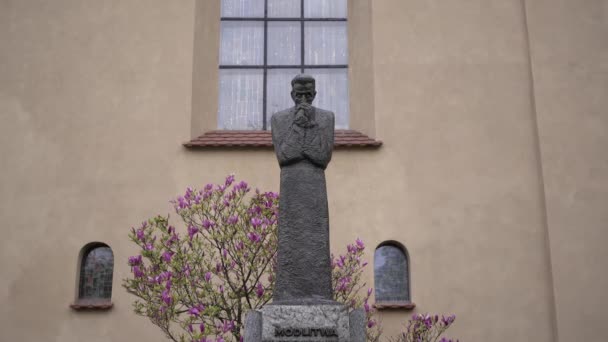 Krakow Poland April 2019 Statue Prince Adam Stefan Stanisaw Bonifacy — стоковое видео