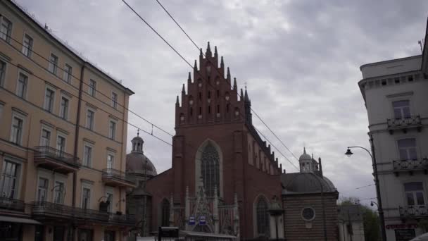 Krakow Polonia Abril 2019 Hermosa Basílica Santísima Trinidad Monasterio Dominicano — Vídeo de stock