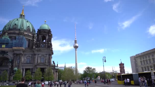 Berlin Deutschland April 2019 Berliner Dom Oder Evangelische Oberpfarrei Und — Stockvideo