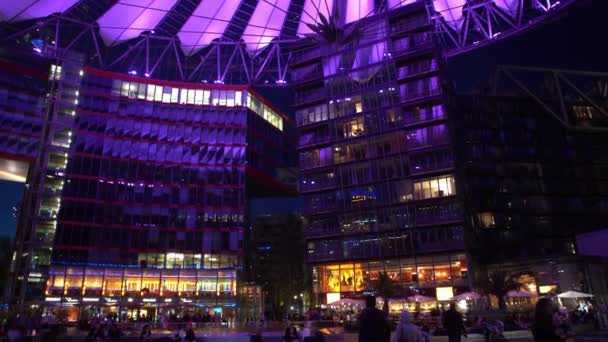 Berlin Tyskland April 2019 Sony Center Building Complex Ligger Vid — Stockvideo