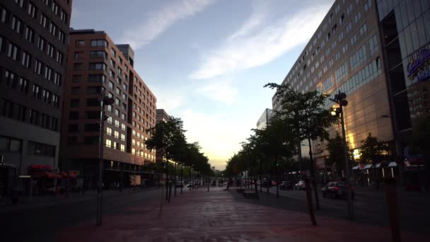 Berlín Německo Duben 2019 Nádherný Západ Slunce Postupsdamer Platz Obchodní — Stock video