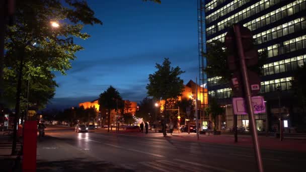 Berlin Niemcy Kwietnia 2019 Ruch Miejski Popularnym Śródmieściu Potsdamer Platz — Wideo stockowe