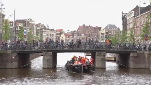 Amsterdam Países Bajos Abril 2019 Día Del Rey Holandés Koningsdag — Vídeo de stock