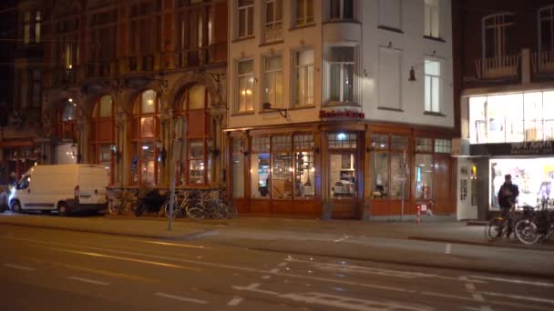 Widok Nocny Amsterdam Holandia — Wideo stockowe