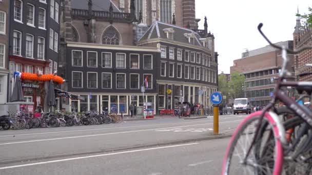 Amsterdam Hollandia 2019 Április Amszterdam Gyönyörű Utcái Autók Lovaglás Úton — Stock videók