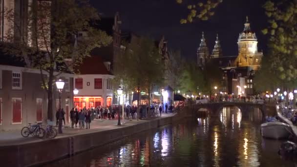 Amsterdam Netherlands April 2019 Saint Nicholas Bazilikası Hollandaca Basiliek Van — Stok video