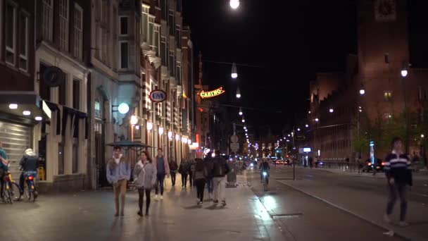 Amsterdam Netherlands April 2019 Big Group People Walking Center Amsterdam — Stock Video