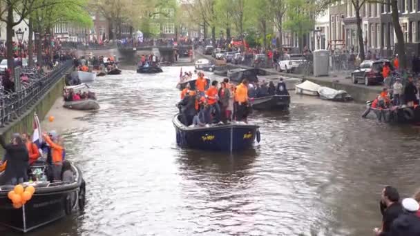 Amsterdão Países Baixos Abril 2019 Celebração Anual Dia Rei Holandês — Vídeo de Stock