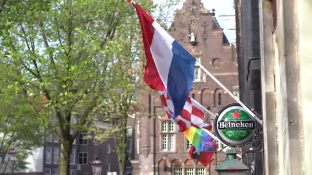 Amsterdam Paesi Bassi Aprile 2019 Bandiera Nazionale Del Regno Dei — Video Stock