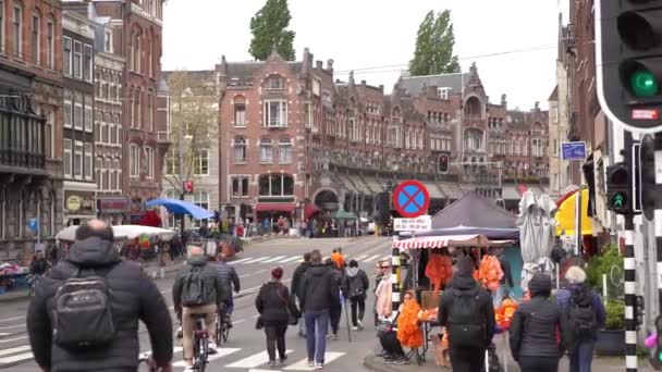 Amsterdam Hollandia 2019 Április Évente Megrendezett King Day Holland Koningsdag — Stock videók