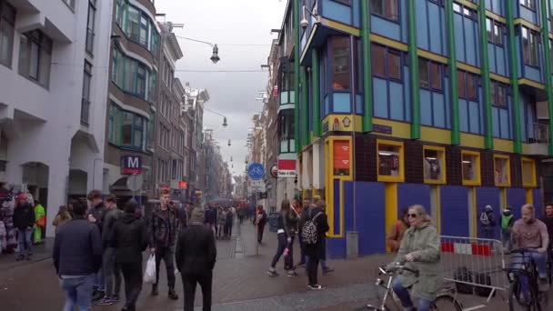 Amsterdam Nederland April 2019 Mensen Vieren Koningsdag Het Centrum Van — Stockvideo