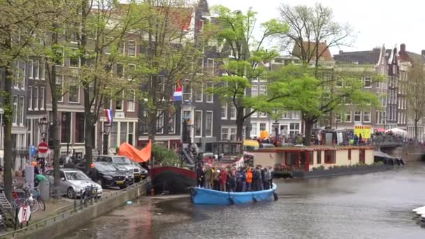 Amsterdam Niderlandy Kwietnia 2019 Doroczny Dzień Króla Holenderski Koningsdag Centrum — Wideo stockowe