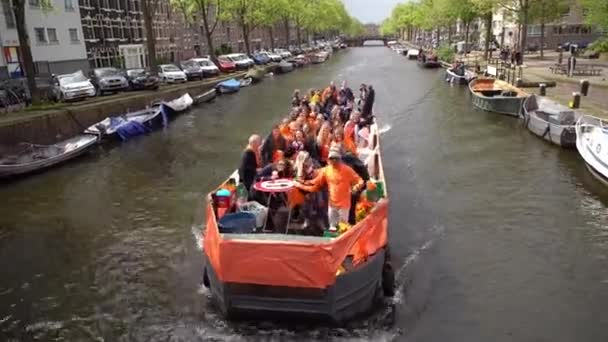 Amsterdão Países Baixos Abril 2019 Celebração Anual Dia Rei Holandês — Vídeo de Stock