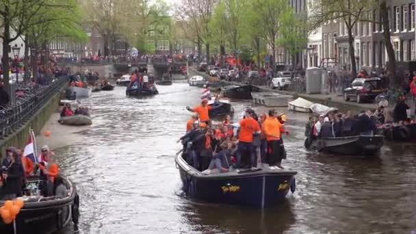 Amsterdam Niederlande April 2019 Jährliche Königsfeier Holländisch Koningsdag Zentrum Von — Stockvideo