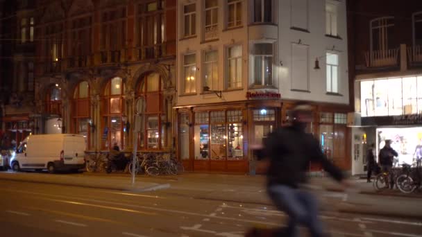 Нічний Вид Амстердама Нідерланди — стокове відео
