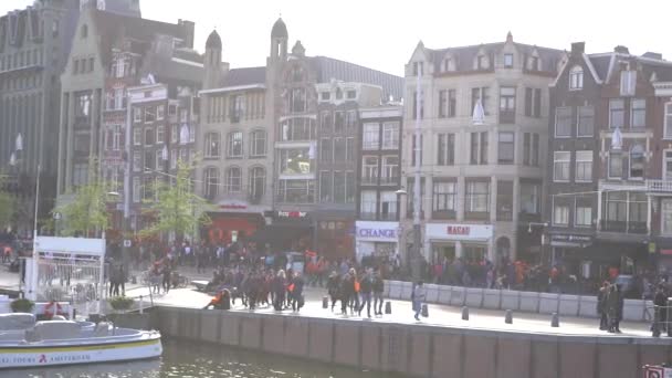 Vista Cidade Com Canal Amsterdã Holanda — Vídeo de Stock