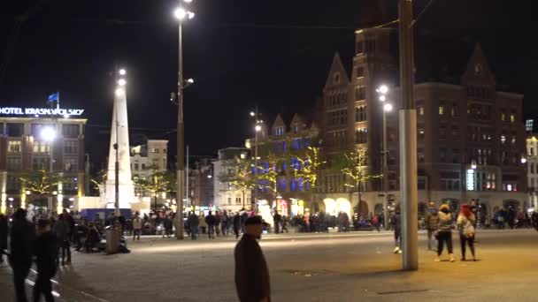 Vista Noturna Amsterdã Holanda — Vídeo de Stock