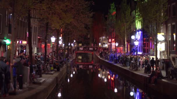 Amsterdam Netherlands April 2019 Distrik Cahaya Merah Terkenal Ramai Dengan — Stok Video