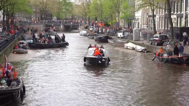 Amsterdam Niderlandy Kwietnia 2019 Doroczny Dzień Króla Holenderski Koningsdag Centrum — Wideo stockowe