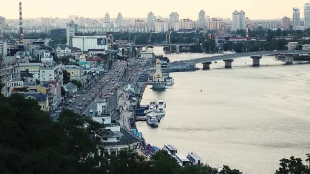 Kiev Oekraïne District Podil Het Centrum Van Kiev Prachtig Panorama — Stockvideo