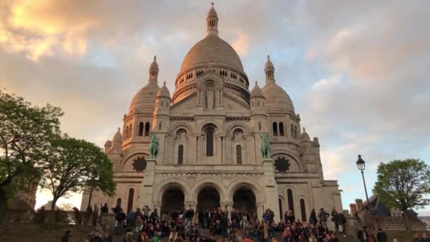 Paris France Avril 2019 Eglise Monmartre Coucher Soleil Magnifique Temple — Video