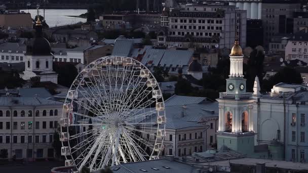 Kiev Oekraïne District Podil Het Centrum Van Kiev Prachtig Panorama — Stockvideo