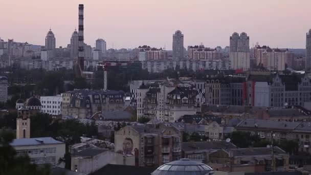 Kyiv Ucrania Podil Distrito Centro Kiev Hermoso Paisaje Panorámico Atardecer — Vídeo de stock