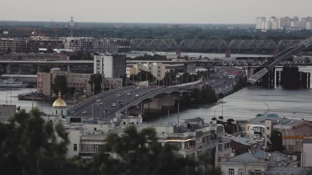 Kiev Oekraïne District Podil Het Centrum Van Kiev Prachtig Panorama — Stockvideo