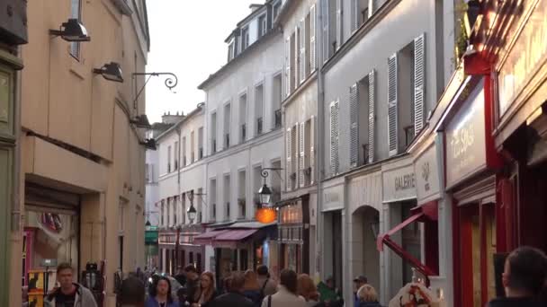 Paris França Abril 2019 Monmartre District Streets Sunset Monumento Turístico — Vídeo de Stock