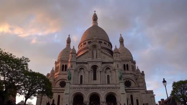 Paris France Avril 2019 Eglise Monmartre Coucher Soleil Magnifique Temple — Video