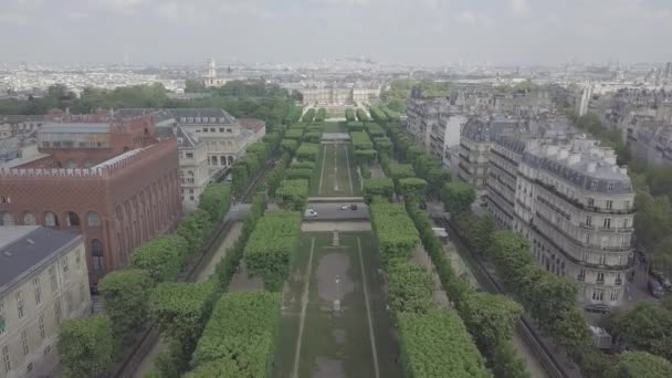 Paris Frankrike April 2019 Aerial Drone Video Marco Polo Garden — Stockvideo