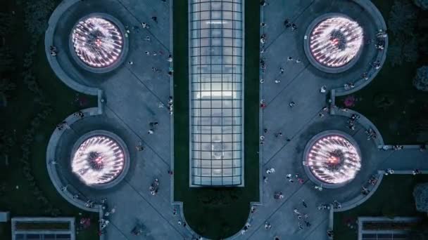 Fontäner Independence Square Eller Maidan Nezalezhnosti Natten Kiev — Stockvideo