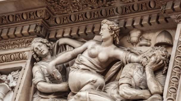 Mooie Duomo Milano Close Witte Marmeren Stenen Sculpturen Beelden Exterieur — Stockvideo