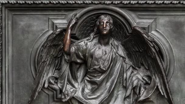 Beautiful Duomo Milano Iron Gates Decor Close Jesus Christ Other — Stock Video