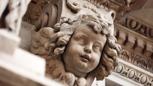 Beautiful Duomo Milano Close White Marble Stone Sculptures Statues Exterior — Stock Video