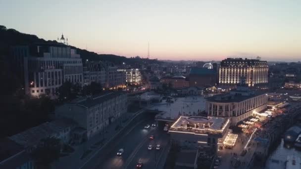Kiev Oekraïne District Podil Het Centrum Van Kiev Prachtig Panorama — Stockvideo