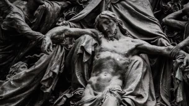 Bela Decoração Duomo Milano Portões Ferro Close Jesus Cristo Outras — Vídeo de Stock