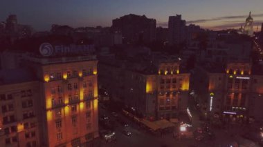 Kiev 'de gece Bağımsızlık Meydanı veya Maidan Nezalezhnosti