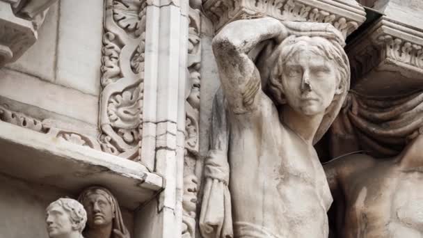 Magnifique Duomo Milano Gros Plan Sculptures Marbre Blanc Statues Design — Video