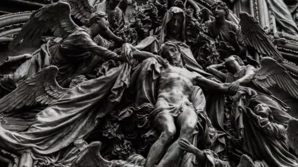 Bela Decoração Duomo Milano Portões Ferro Close Jesus Cristo Outras — Vídeo de Stock