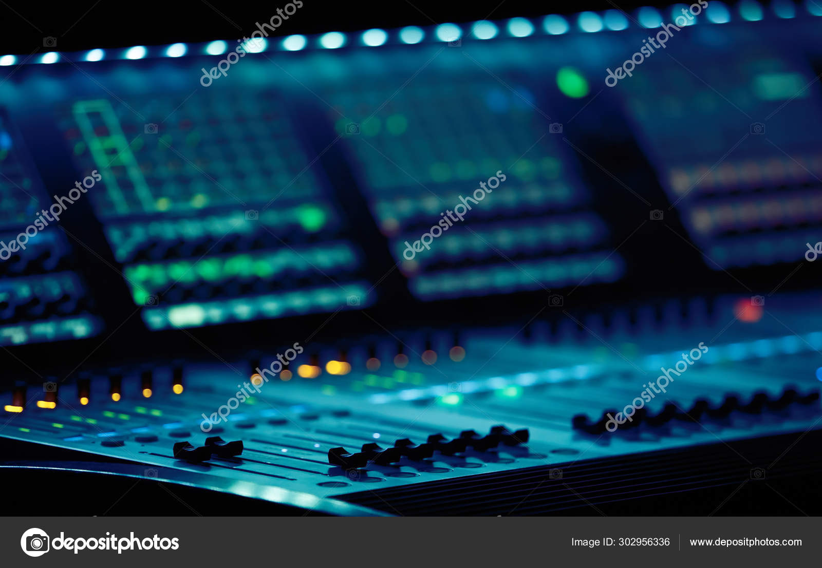 Volume Level Slider Controls Detail On Recording Audio Mixer Stock