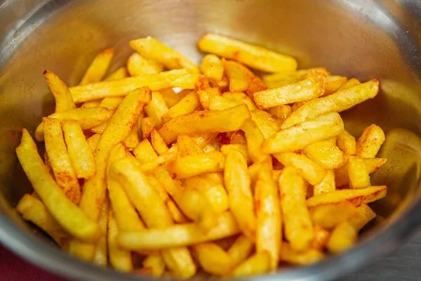 Köstliche Pommes Frites Fast Food Restaurant Küche Zubereitet Köstliche Goldene — Stockfoto