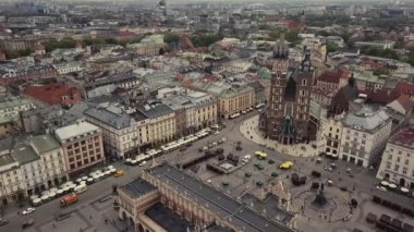 Güzel Krakow şehrinin hava manzarası, Polonya
