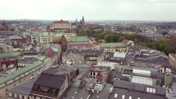 Vista Aérea Hermosa Ciudad Cracovia Polonia — Vídeos de Stock