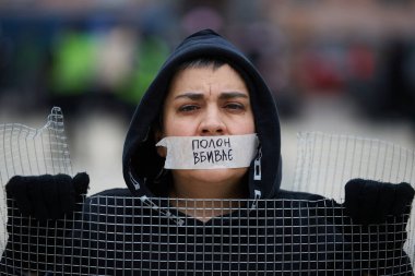 Yakalanan Ukraynalı askerlerin, Azovstal 'in (Mariupol) savunucularının akrabalarının halk önünde gösteri yaparak, Rus işgalinin yıldönümünde esir değişimi talep ettiler. Kyiv, Ukrayna - 24 Şubat 2024