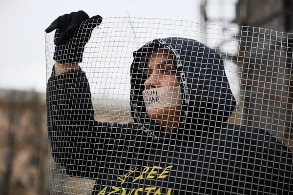 Publiczna Demonstracja Krewnych Schwytanych Ukraińskich Żołnierzy Obrońców Azowstal Mariupol Domagających — Zdjęcie stockowe