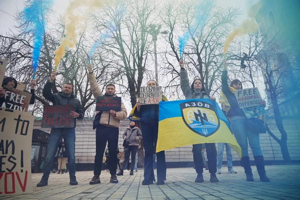 Publieke Demonstratie Van Familieleden Van Gevangen Oekraïense Soldaten Verdedigers Van — Stockfoto