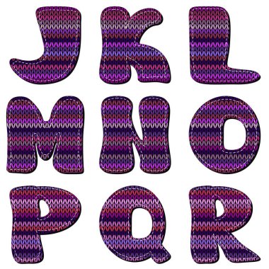 beyaz zemin üzerine örme alfabesi