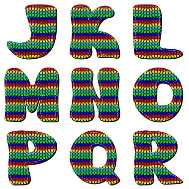 beyaz zemin üzerine örme alfabesi