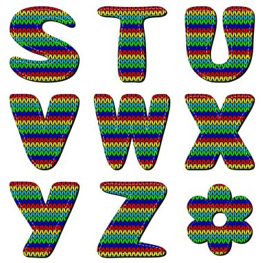 beyaz zemin üzerine örme alfabesi